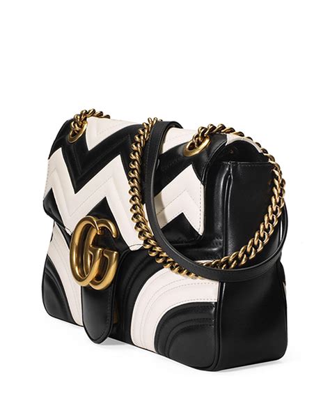 gucci black and white marmont bag